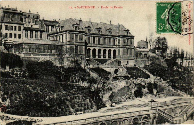 Carte postale ancienne Saint-Etienne Ecole de Dessin à Saint-Étienne