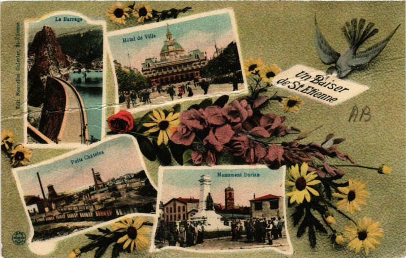 Carte postale ancienne Un Baiser de Saint-Etienne à Saint-Étienne