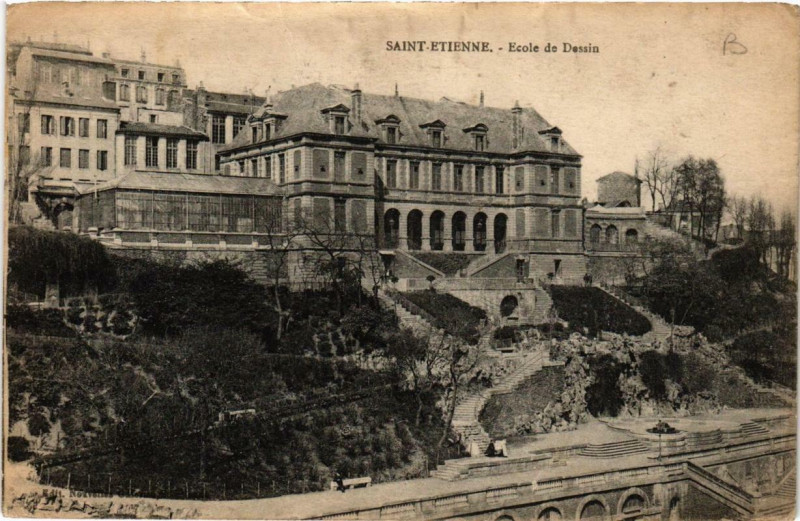 Carte postale ancienne Saint-Etienne Ecole de Dessin à Saint-Étienne