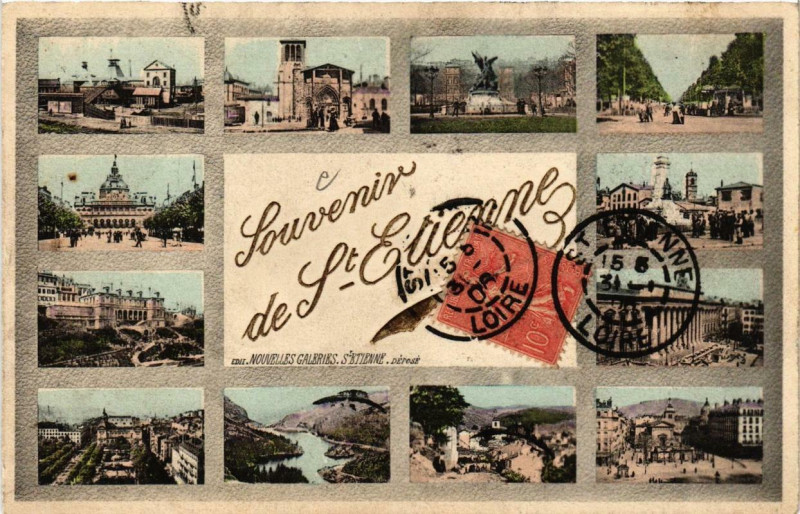 Carte postale ancienne Souvenir de Saint-Etienne à Saint-Étienne