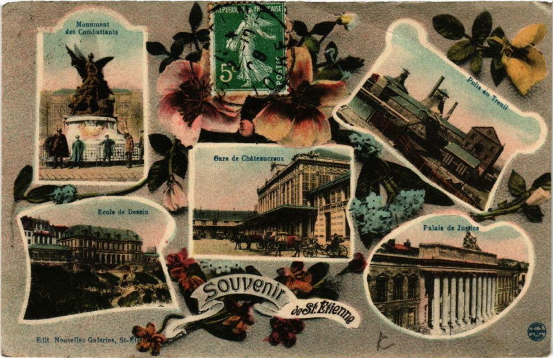 Carte postale ancienne Souvenir de Saint-Etienne à Saint-Étienne