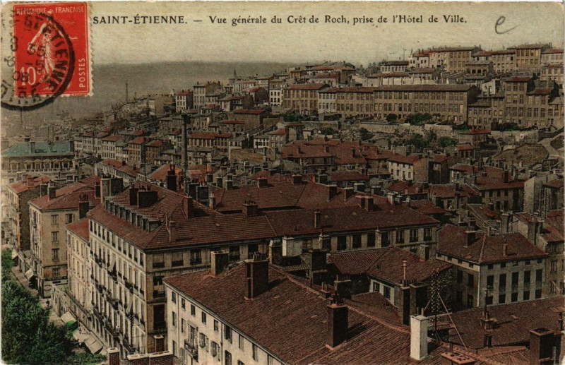 Carte postale ancienne Saint-Etienne Vue générale du Crét de Roch à Saint-Étienne