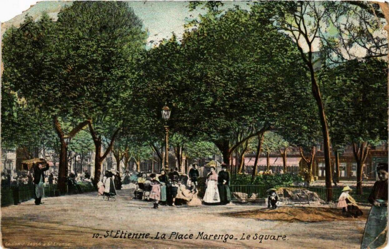 Carte postale ancienne Saint-Etienne La Place Marengo. Le Square à Saint-Étienne