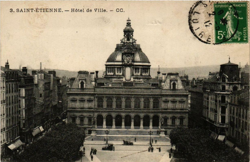 Carte postale ancienne Saint-Etienne Hotel de Ville à Saint-Étienne