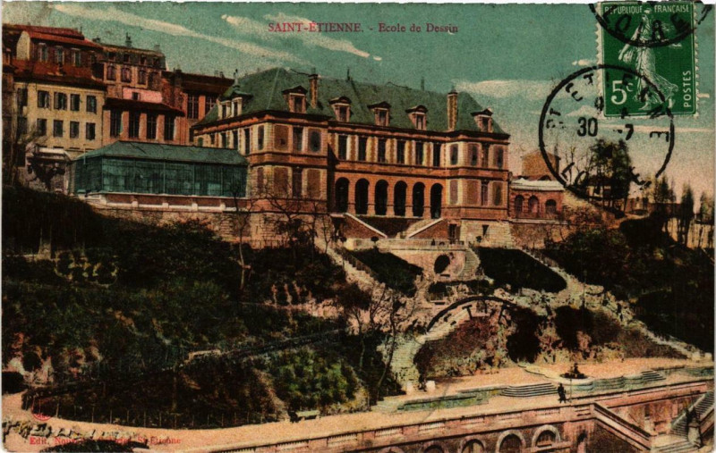 Carte postale ancienne Saint-Etienne Ecole de Dessin à Saint-Étienne