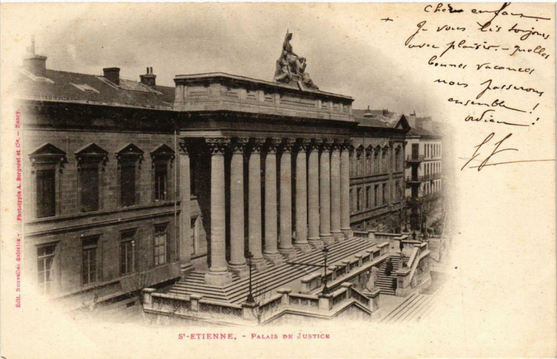 Carte postale ancienne Saint-Etienne Palais de Justice à Saint-Étienne