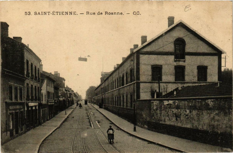 Carte postale ancienne Saint-Etienne Rue de Roanne à Saint-Étienne