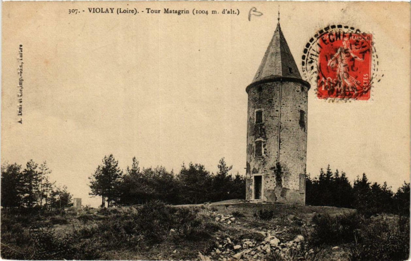Carte postale ancienne Violay Tour Matagrin à Violay