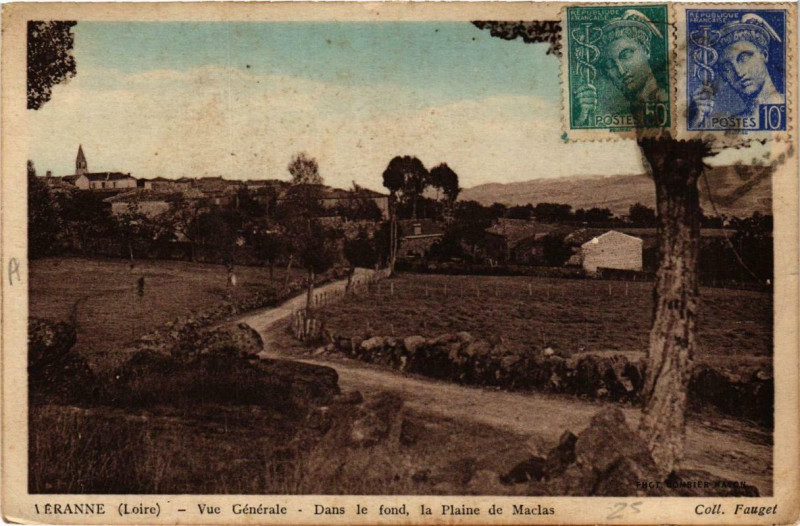 Carte postale ancienne Veranne Dans le fond la Plaine de Maclas à Véranne