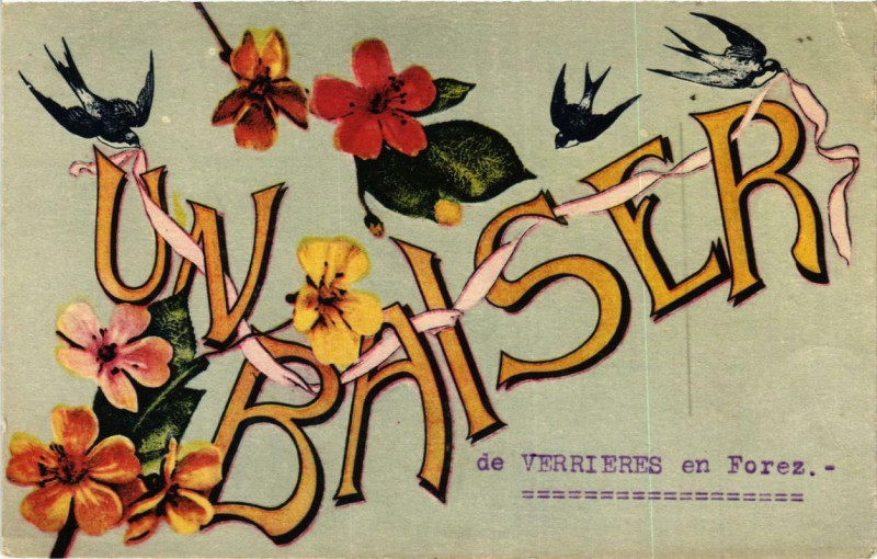 Carte postale ancienne Un Baiser de Verrierez-en-Forez