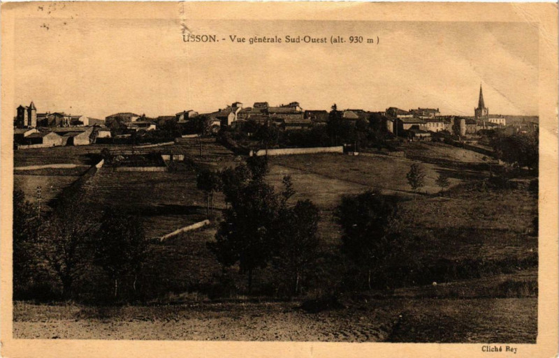 Carte postale ancienne Usson Vue générale Sud Ouest