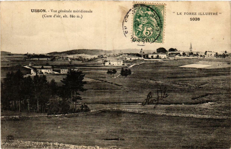 Carte postale ancienne Usson Vue générale méridionale
