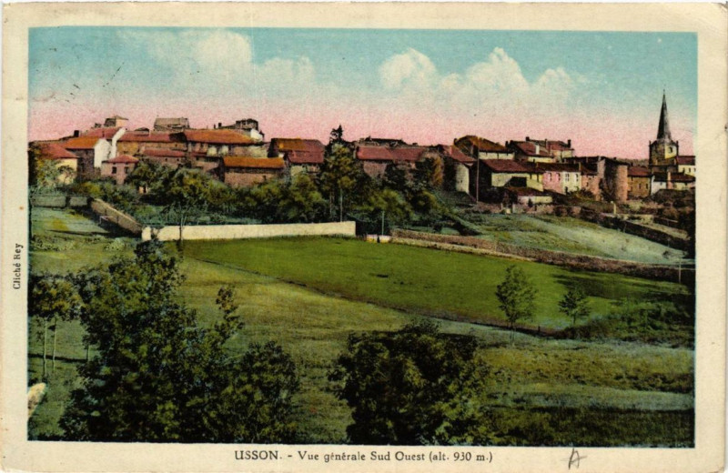 Carte postale ancienne Usson Vue générale Sud Ouest