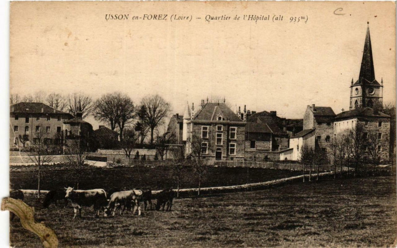 Carte postale ancienne Quartier de l'Hôpital (altitude 935 m) à Usson-en-Forez