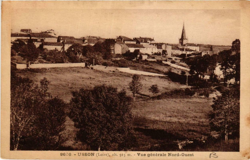 Carte postale ancienne Usson Vue générale Nord Ouest