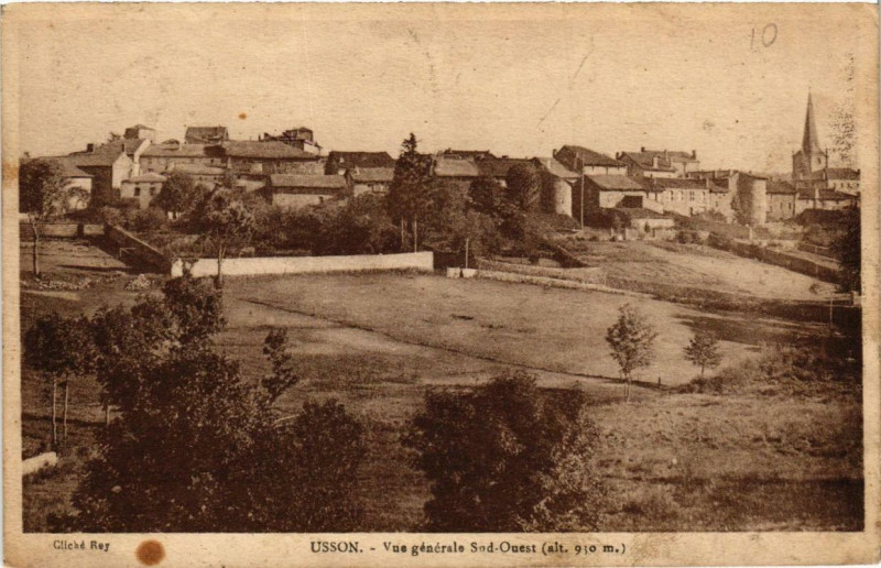 Carte postale ancienne Usson Vue générale Sud Ouest