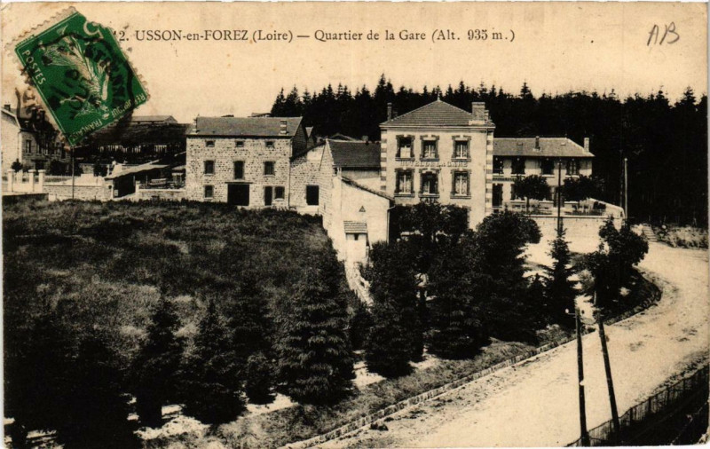 Carte postale ancienne Usson-en-Forez Quartier de la Gare à Usson-en-Forez