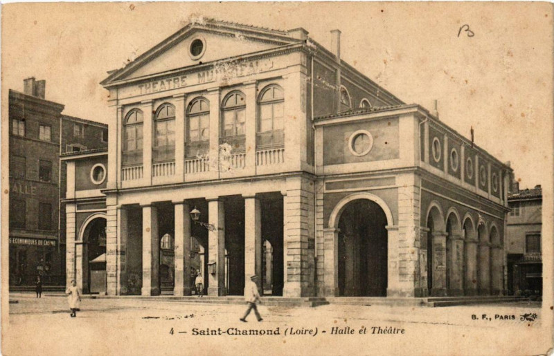 Carte postale ancienne Saint-Chamond Halle et Théatre à Saint-Chamond