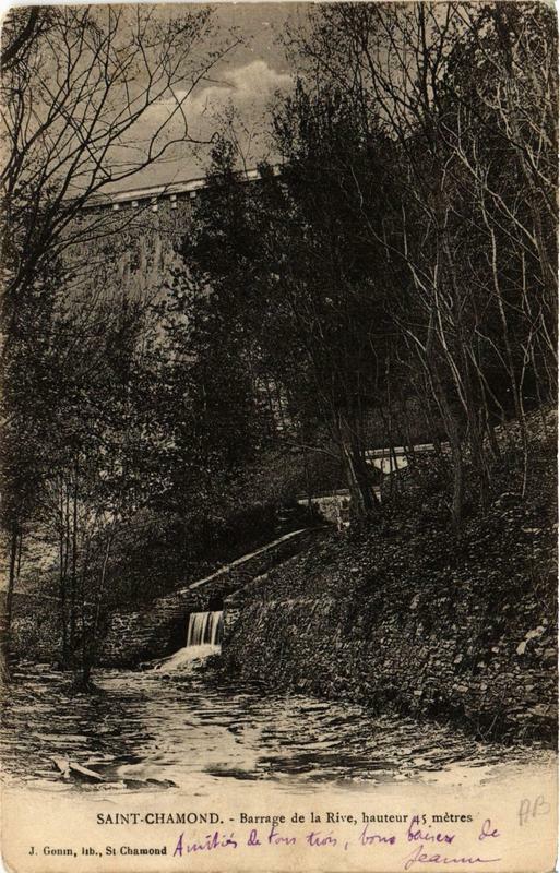 Carte postale ancienne Saint-Chamond Barrage de la Rive à Saint-Chamond