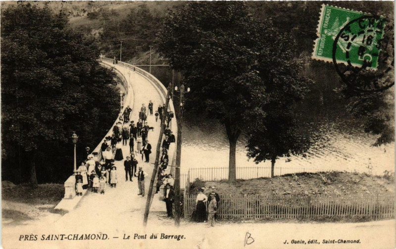 Carte postale ancienne Saint-Chamond Le Pont du Barrage à Saint-Chamond