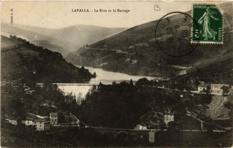 Carte postale ancienne La Valla La Rive et le Barrage