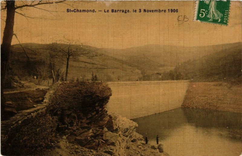 Carte postale ancienne Saint-Chamond Le Barrage à Saint-Chamond