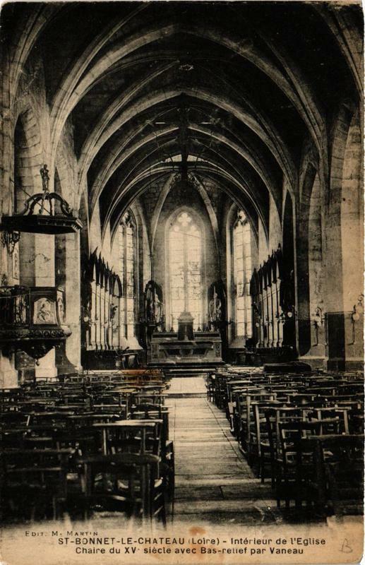 Carte postale ancienne Saint-Haon-le-Chatel Intérieur de l'Eglise à Saint-Haon-le-Châtel
