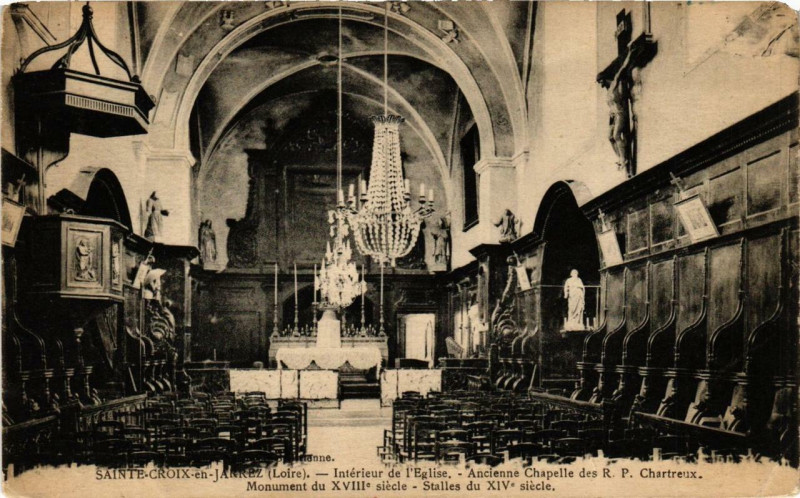 Carte postale ancienne Sainte-Croix-en-Jarez Intérieur de l'Eglise à Sainte-Croix-en-Jarez