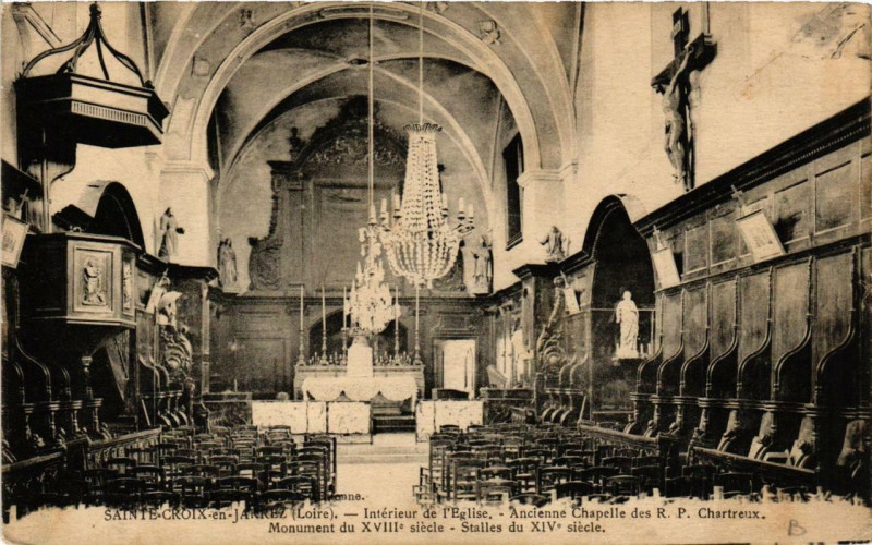 Carte postale ancienne Sainte-Croix-en-Jarez Intérieur de l'Eglise à Sainte-Croix-en-Jarez