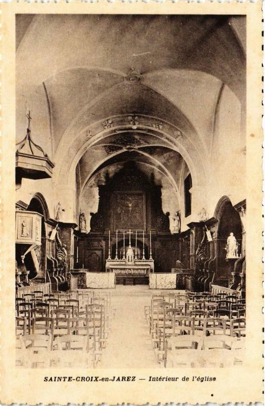 Carte postale ancienne Sainte-Croix-en-Jarez Intérieur de l'Eglise à Sainte-Croix-en-Jarez