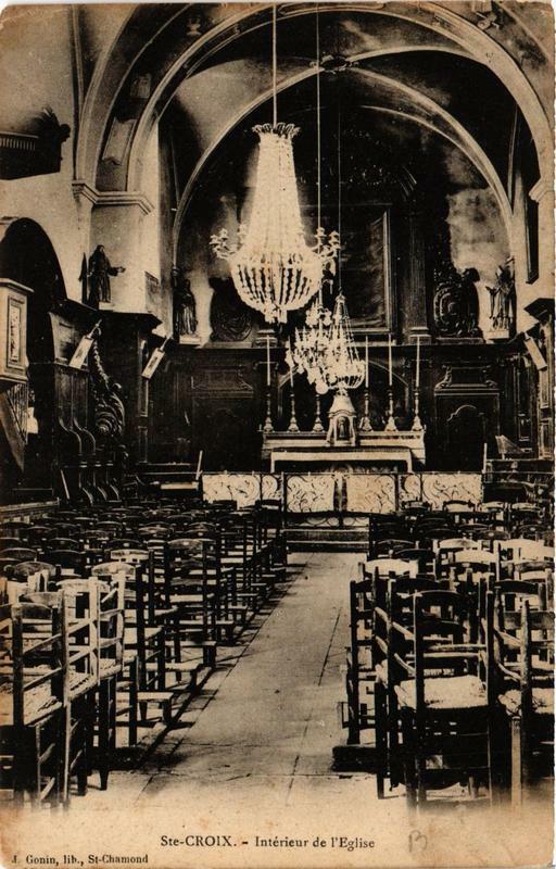 Carte postale ancienne Sainte-Croix Intérieur de l'Eglise