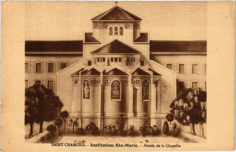 Carte postale ancienne Saint-Chamond Institution Sainte-Marie Abside de la Chapelle à Saint-Chamond