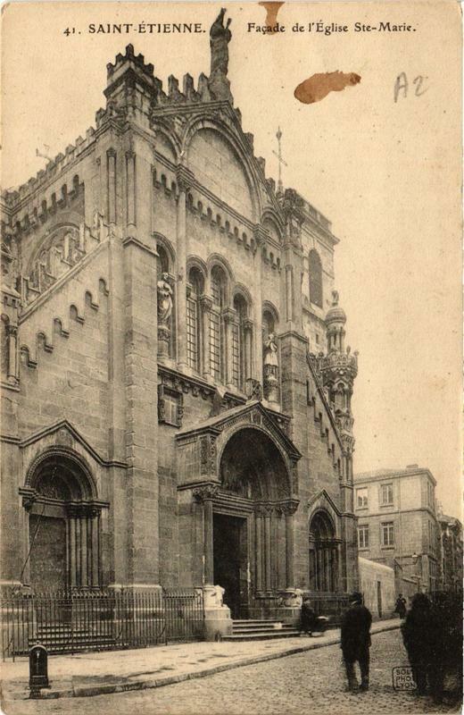 Carte postale ancienne Saint-Etienne Facade de l'Eglise Sainte-Marie à Saint-Étienne