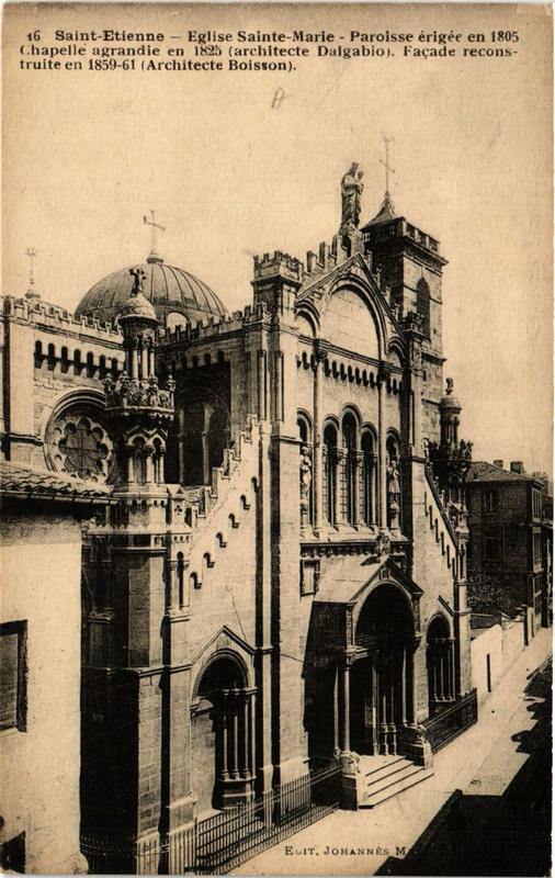 Carte postale ancienne Saint-Etienne Eglise Sainte Marie. Paroisse érigée en 1805 à Saint-Étienne