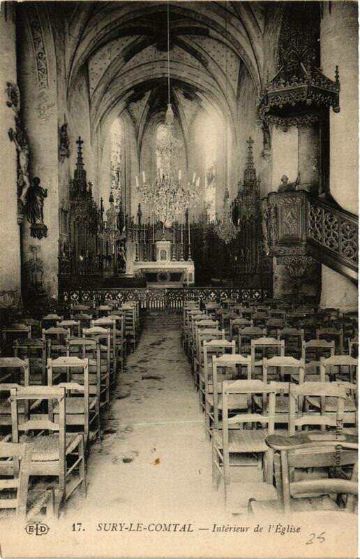 Carte postale ancienne Sury-le-Comtal Interieur de l'Eglise à Sury-le-Comtal
