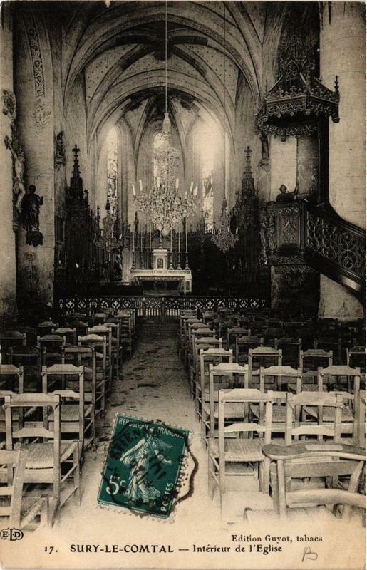 Carte postale ancienne Sury-le-Comtal Interieur de l'Eglise à Sury-le-Comtal