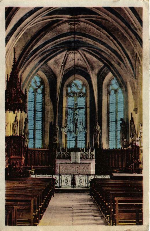Carte postale ancienne Verrierez. Interieur de l'Eglise