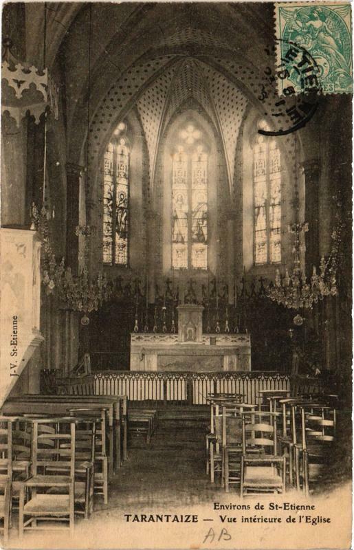 Carte postale ancienne Tarentaize Vue intérieure de l'Eglise