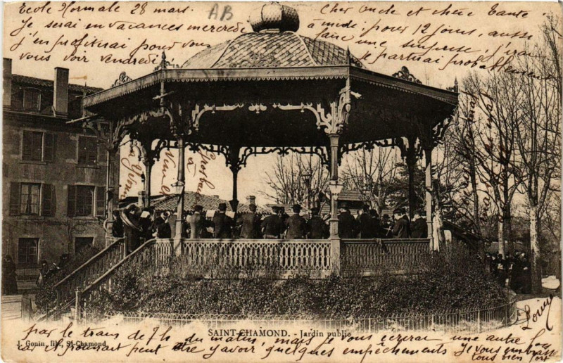 Carte postale ancienne Saint-Chamond Jardin Public à Saint-Chamond