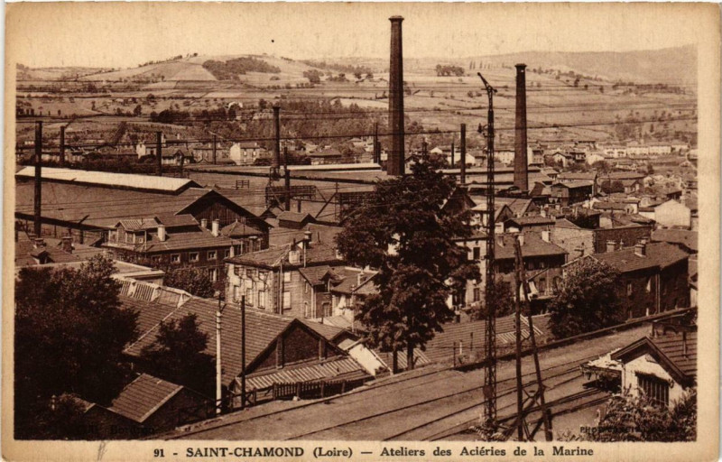 Carte postale ancienne Saint-Chamond Ateliers des Acieries de la Marine à Saint-Chamond