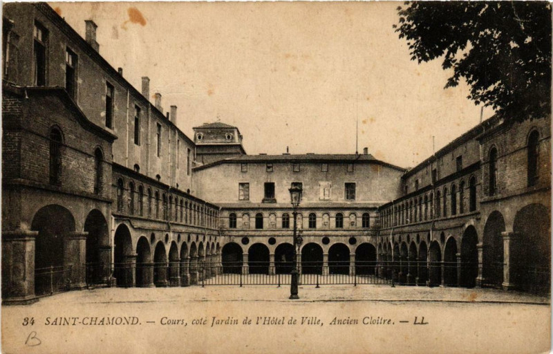 Carte postale ancienne Saint-Chamond Cours cote Jardin de l'Hotel de Ville à Saint-Chamond