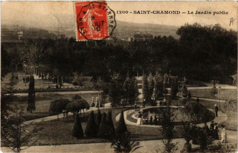 Carte postale ancienne Saint-Chamond Le Jardin Public à Saint-Chamond