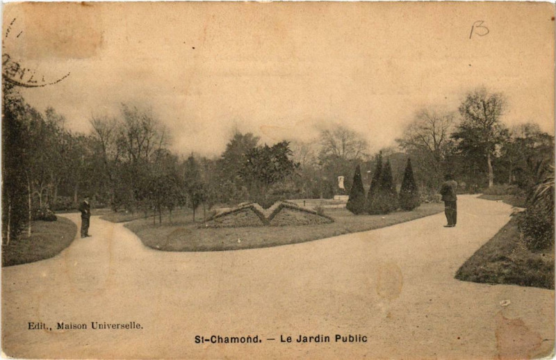 Carte postale ancienne Saint-Chamond Le Jardin Public à Saint-Chamond