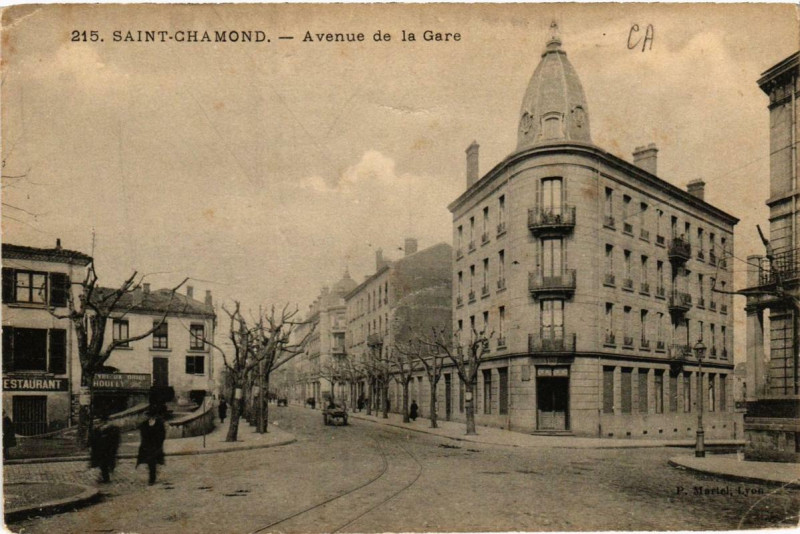 Carte postale ancienne Saint-Chamond Avenue de la Gare à Saint-Chamond