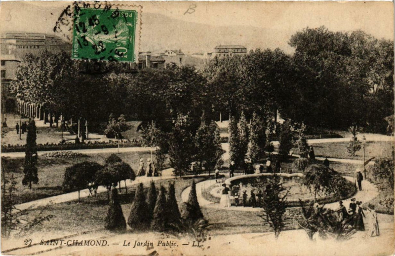 Carte postale ancienne Saint-Chamond Le Jardin Public à Saint-Chamond