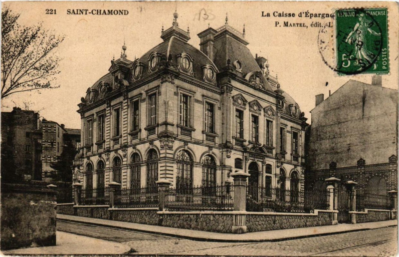 Carte postale ancienne Saint-Chamond La Caisse d'Epargne à Saint-Chamond