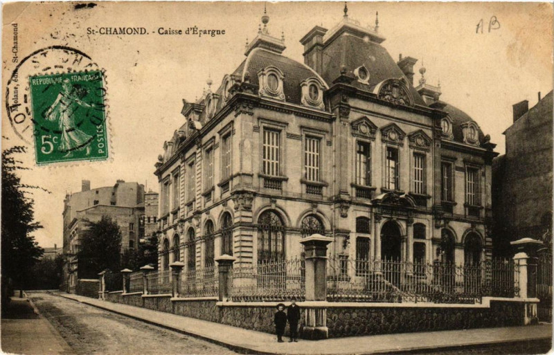 Carte postale ancienne Saint-Chamond Caisse d'Epargne à Saint-Chamond