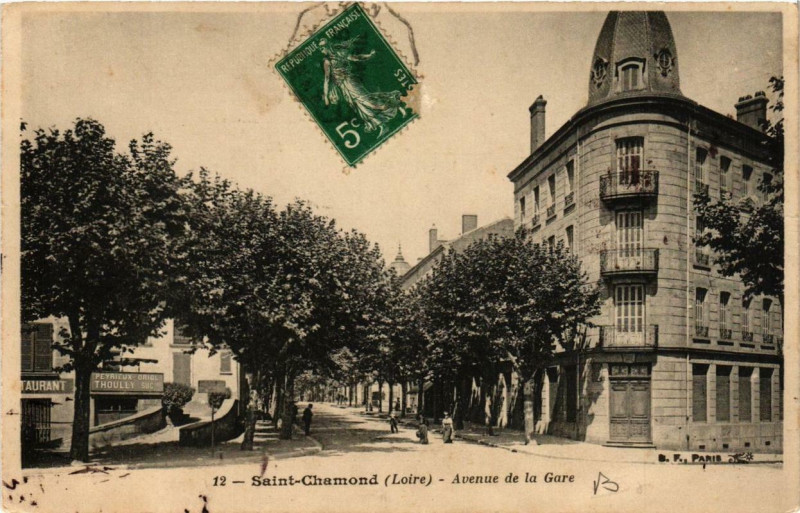 Carte postale ancienne Saint-Chamond Avenue de la Gare à Saint-Chamond