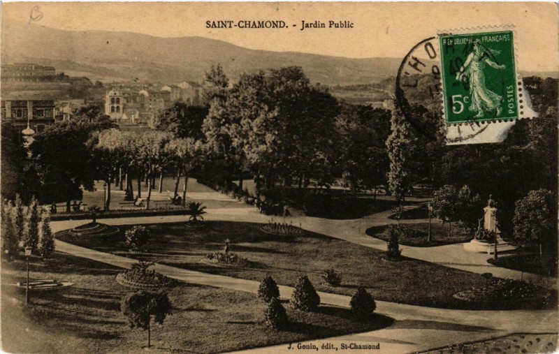 Carte postale ancienne Saint-Chamond Jardin Public à Saint-Chamond