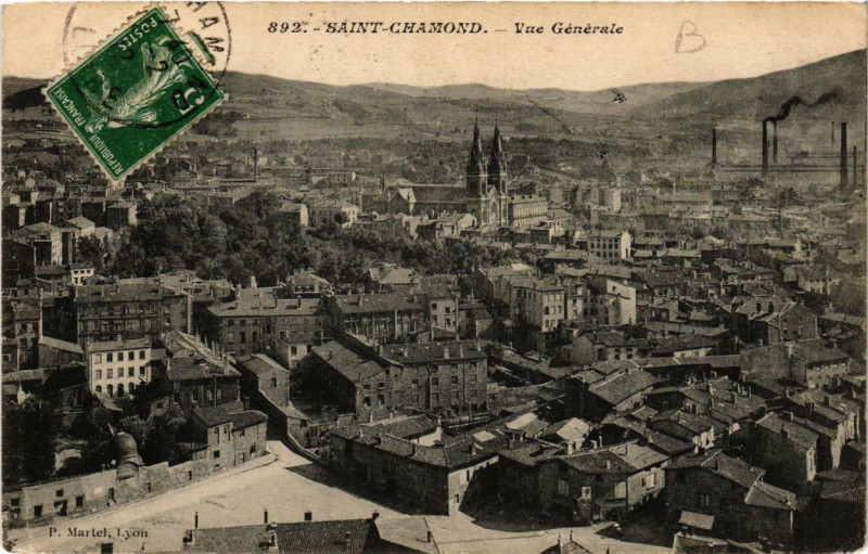 Carte postale ancienne Saint-Chamond Vue générale à Saint-Chamond